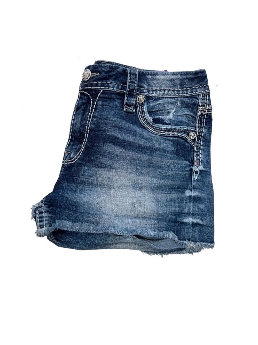 Rock Revival Ziylia Women's Distressed Denim Shorts Size 30 - Picture 3 of 7